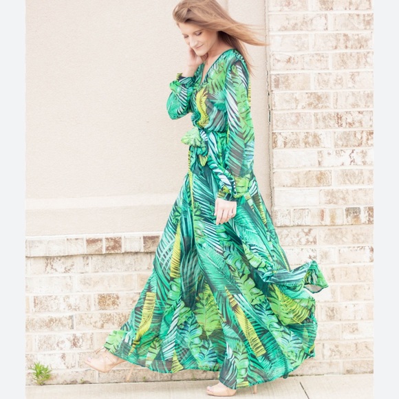 NWT Tropical Green WHY Wrapped Skirt and bodysuit Set XL - Picture 8 of 15